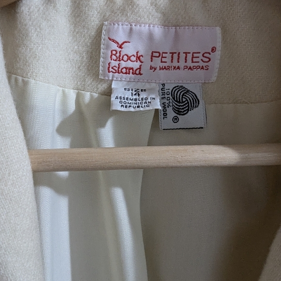 Vintage Block Island Petites Wool Shoulder Pad Single Button Blazer Size 14 - Picture 2 of 3